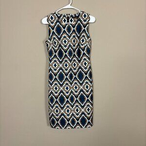 Tommy Hilfiger Blue Geometric Pattern Sleeveless Dress - Size 4